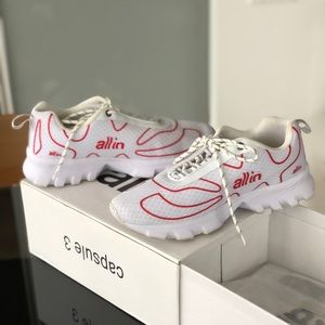 All in SSENSE Exclusive Tennis White/Red Sneakers